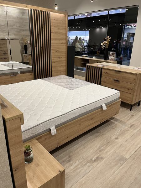 Кровать (каркас) Perfect Home Талли / Tally 160 с мягким изголовьем двуспальная дуб артизан / антрацит фото - Купить Кровати PERFECT HOME в эпицентре мебели GerborDesign.com.ua