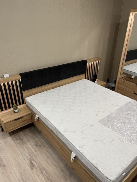 Кровать (каркас) Perfect Home Талли / Tally 160 с мягким изголовьем двуспальная дуб артизан / антрацит фото - Купить Кровати PERFECT HOME в эпицентре мебели GerborDesign.com.ua