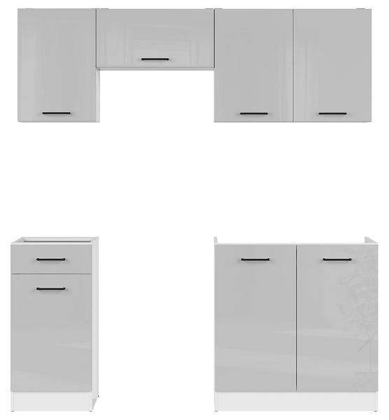 Кухня 180 см Junona Line BRW, кухонний гарнітур 1,8 м Black Red White білий / світло-сірий глянець фото - Купити Кухні BLACK RED WHITE в епіцентрі меблів GerborDesign.com.ua, Київ, Дніпро, Львів, Луцьк, Хмельницький