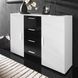 Комод SOHO Cama Meble S8/UNI білий / білий глянець + чорний глянець в інтер'єрі