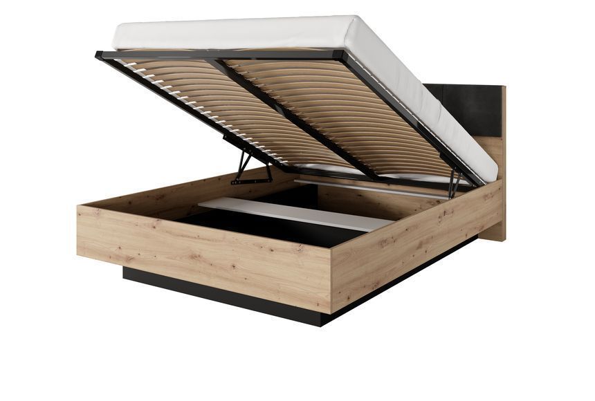 Кровать (каркас) Perfect Home Талли / Tally 160 с мягким изголовьем двуспальная дуб артизан / антрацит фото - Купить Кровати PERFECT HOME в эпицентре мебели GerborDesign.com.ua