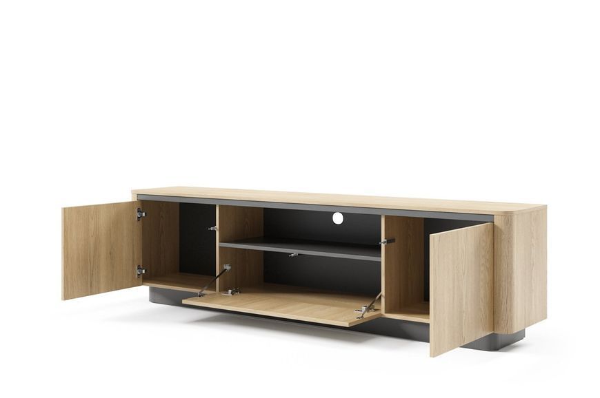 Тумба під ТВ Perfect Home Торро / Torro 3D/200 3-дверна Дуб кремона/Черный фото - Купити Тумби ТВ PERFECT HOME в епіцентрі меблів GerborDesign.com.ua