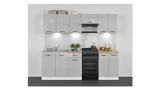 Кухня 230 см Junona Line BRW, кухонный гарнитур 2,3 м Black Red White білий / світло-сірий глянець фото - Купить Кухни BLACK RED WHITE в эпицентре мебели GerborDesign.com.ua, Киев, Днепр, Львов, Луцк, Хмельницкий
