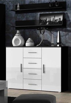 Комод SOHO Cama Meble S8/UNI чорний / білий глянець фото - Купить Комоды CAMA MEBLE в эпицентре мебели GerborDesign.com.ua