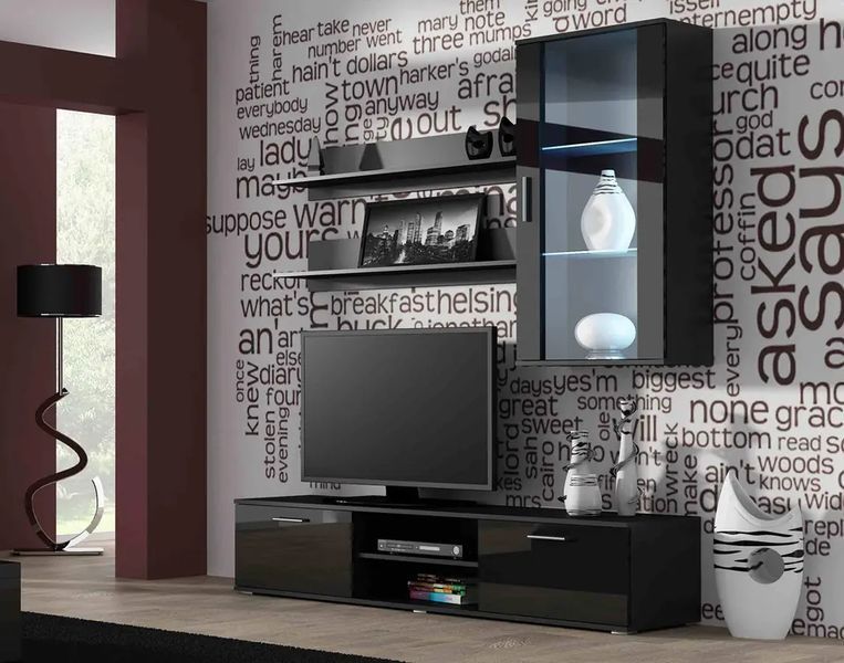 Тумба під телевізор SOHO Cama Meble RTV 180 S3 чорний / чорний глянець фото - Купити Тумби ТВ CAMA MEBLE в епіцентрі меблів GerborDesign.com.ua