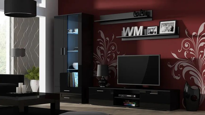 Тумба під телевізор SOHO Cama Meble RTV 180 S3 чорний / чорний глянець фото - Купити Тумби ТВ CAMA MEBLE в епіцентрі меблів GerborDesign.com.ua
