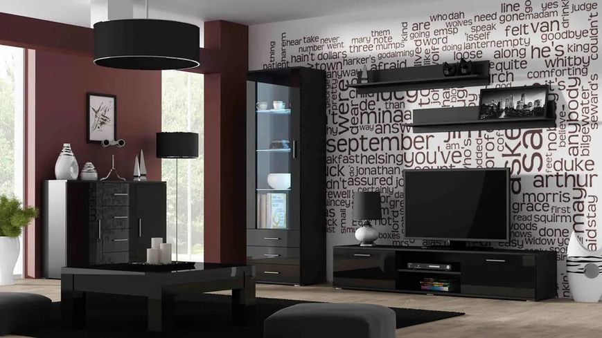 Тумба під телевізор SOHO Cama Meble RTV 180 S3 чорний / чорний глянець фото - Купити Тумби ТВ CAMA MEBLE в епіцентрі меблів GerborDesign.com.ua